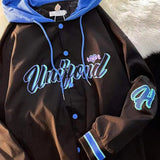 new American retro letter embroidery jackets coats women's street casual trend hooded baseball uniform couple loose