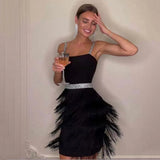 Strap Elegant Bandages Dress Women Sexy Tassel Sleeveless Clothing Summer 2022 Club Party Celebrity