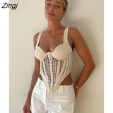Fashion Sexy Women's Tank Tops New Solid Color Sleeveless Knitting Hollow Out Backless Topd Female Summer 2023