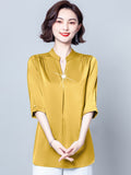 Women's Blouse Fashion Solid Tops for Women Half Length Sleeve Top V-neck Loose 2023 Female Clothing OL Basic Sexy