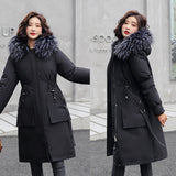 -30 Degrees Women Jacket Long Parkas Female Coat Winter Warm Removable Fur Lining Hooded Winter Jacket Women