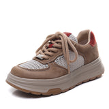 Layer Cowhede Thick Back Color Breathable Mesh Single Shoes 2025 Spring And Summer New Fashion Leather Casual