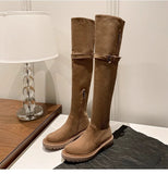 Of The Velvet Face Lamb Hair Flat Bottom Knight Boots 2025 Autumn And Winter New Thicken Snow Over The Knee Boots