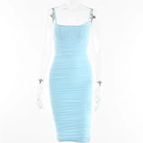 Double Layer Mesh Dress 2022 Summer Spaghetti Strap Slim Sexy Bodyon Madi Dress Backless Party Dresses With