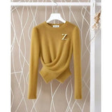And Winter Sweater Women's High-Necked Hooded Ragged Sweater With A Solid Color Loose Lazy Bottom