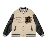 Letter Embroidered Jackets Coats Women's High Quality Woolen Fabric Leather Sleeve Baseball Uniform Couple Loose