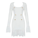 New Bodycon Bandage Dress Women Sexy Lace Long Sleeve Club Party Evening Elegant