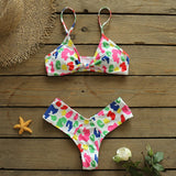 Bikini Set Women Swimwear Push Up Swimsuit Top Solid Bottom Print Brazilian Biquini Bathing Suit Swim Wear