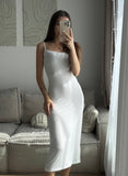 Hot Cotton Knitted Hollow Vest Long Dress + Long Sleeve Open Shirt Set Women's Soft Knitted