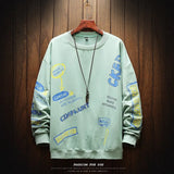 Trendy Men Sweatshirt Stitching Loose Top Big Long-Sleeved Sweatshirt Round Neck Sweatshirt