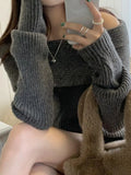 Solid Off Shoulder Knit Sweater- Outfit
