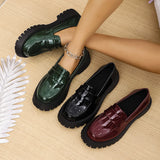 Thick-Bottomed Coarse Heel Leuk-F Wind Small Leather Shoes Spring And Autumn New Retro One-Legged Single
