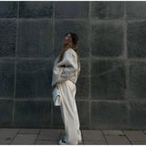 Large Collar Wool Crop Coat-Outfit