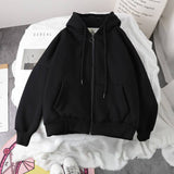 Oversized Hoodie Zipper Woman Clothes Winter Plus Velvet Loose All-match Coat Casual Women's Sweatshirt Couple