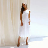 Red Boho Asymmetrical Solid Color Sexy One Shoulder Straped Bodycon Midi Dress Women Casual Summer Party Slip Dresses