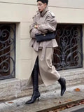 Women's Loose Casual Collar Tie Medium Long-Term Wind
