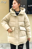 2023 Winter Women Mid-long Parkas Jackets Casual Thick Warm Hooded Pattern Coat Female Winter Outwear Jacket