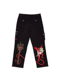 Letter Print Black men jeans Y2k Loose Straight Leg Wide Leg Pants Street Shot Fashion Women Baggy High Quality