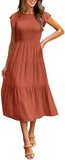 Summer Hot Women's Clothing New To Take Flying Sleeves Pure Color Folding Short-Sleeved Dress