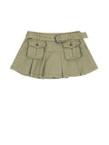 Women's Green Cargo Mini Denim Skirt Y2k Elegant Harajuku Vintage Chic A-Line Pleated Black Skirt For Women 2023 Summer
