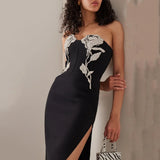 New Beading Bandages Dress Women Elegant Sleeveless Bodycon Clothing Club Party Celebrity Long