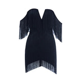 Women Sexy Tassel Bandages Dress 2022 New Off Shoulder Elegant Clothes Club Party Evening