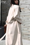 Autumn Long Black Cool PU Leather Trench Coat for Women Belt Single Breasted Loose Korean Fashion Wholesale Clothes