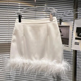 2022 Summer New Collection High Waist Feathers Design Short Mini Skirt Women