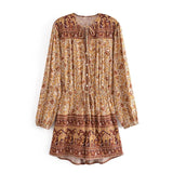 Queens Women Floral Print Sashes Boho Playsuits Ladies Tie V Neck Long Sleeve Tassel Rayon Beach Rompers