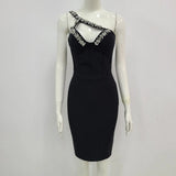 New Bandage Dress Beading Sexy Black Bodycon Summer Dress Party Club Elegant Ladies