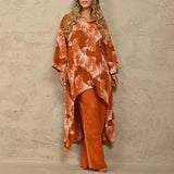 Loose Suits Casual Women Autumn 2 Piece Sets Fashion Long Sleeve O Neck Irregular Long Tops + Straight Pants Ladies