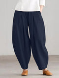 Spring and Summer Women's Simple Trousers Casual Cotton Hemp Harlan Wide Leg Elastic Waist Breathable Sports Pants