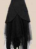 Winter 2 Piece Sets Women Long Sleeve Deep V-Neck Knitting Sweater And Irregular Mesh Patchwork Black Skirt Two Piece