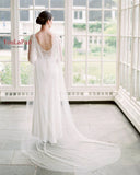 YouLaPan G41 Bridal Shawl Simple Lady's Custom Chiffon Floor 3M Length Evening Cape Simplicity Bride Wedding Coat for