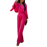 Zingj / Winter 2023 Street Style Suit Solid Color Fashion V-Tie Pantsuit