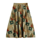 Piece Dress Sets Women Summer Short Sleeve Suit Collar Blouse High Waist A-line Skirt Vintage Thin Printing Suits