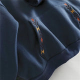 Design Sense Hoodies Women Casual Fashion Hoodie Autumn Winter Plus Velvet Thick Niche Embroidered Hooded Jacket