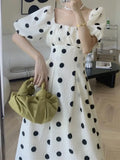 Women Elegant Polka Dot Midi Dress Lady Sexy Backless A-Line Prom Vestidos Female Fashion Party