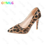 Women's shoes autumn 2021 new sexy leopard print pointed toe shallow mouth stiletto single shoes patent leather fashion