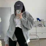 Women Hoodie Harajuku Korean Version Loose Oversized Sweatshirts Solid Color Long Sleeved Hooded Sweatshirt Student Girl Top