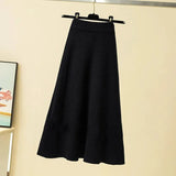 Women Winter Patchwork Long Sleeve Knitted Tops + Asymmetric Skirt 2 Piece Suit Female Party Elegant Two Piece