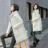 New Winter Thicken Women's Puffer Coat Glossy Warm Hooded Long Cotton Padded Jacket Ladies Winter Down Cotton