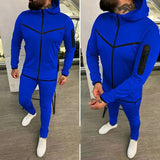 Spring Men's Zipper Hoodie Coat + Long Pants 2pc Set High Quality Casual Sweatpants Outfit Fashion Solid Slim Men