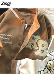 letter towel embroidered jackets coats women street hip-hop trend baseball uniform couple casual loose all-match