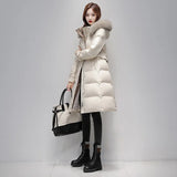 2023 Winter Down Jacket Women Natural Real Fox Fur Collar Hood Extended Thicken Long Feather Coat Water Proof