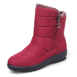 Zingj And Winter Middle Boots And Velvet Warm Waterproof Snow Boots Female Students Short Boots Mother Cotton Shoes-Outfit