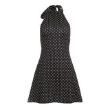 Light Cooked Wind Hanging Neck Tie With Wave Point Dress Fashion Commuting Low Back Low Waist Figure A-Character
