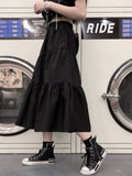 Black Gothic Skirt Women Summer Harajuku Mid-Calf Solid Skirt High Street A-LINE White Casual Female Streetwear