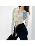 Fashion Casual Vintage Solid Removable Sleeves V-Neck T Shirt For Women New Streetwear Basic Female Sexy Slim Crop Top