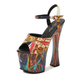 Summer Walking Show Artifact Model High-heeled Shoes Sandals Pole Dancing 17CM Sexy Black Platform Hate Sky High-heeled